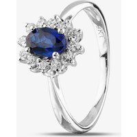9ct White Gold Oval Cut Sapphire and Cubic Zirconia Halo Ring D152306WB-N