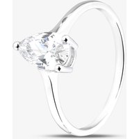 Gold Impression 9ct White Gold Pear Cut White Cubic Zirconia Solitaire Ring 5.84.1549 O