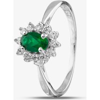 9ct White Gold Oval Cut Emerald and Cubic Zirconia Halo Ring D152306WG-O