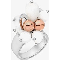 Silver White Crystal and Rose Gold-plated Bead Ring 8.84.7281 N