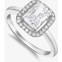 Sterling Silver Princess-Cut Crystal Halo Ring (N) 8.84.8789 N