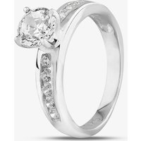 Sterling Silver and Clear Crystal Four Claw Solitaire Ring DPR8208SIL-M