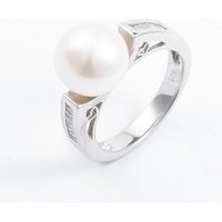 Sterling Silver 11mm Fresh Water Pearl Cubic Zirconia Ring ROW70009FW K