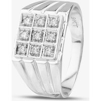 9ct White Gold Cubic Zirconia Square Signet Ring DIV90W W