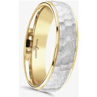 Brown & Newirth Couple 18ct Yellow Gold & Platinum Hammered 5mm Ring 6143 5.0 W
