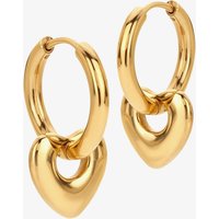 Ava & Sky 14ct Yellow Gold Plated Bubble Heart Dangle Hoop Earrings ASE0021