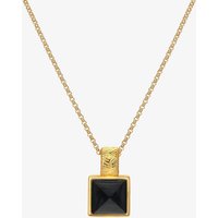 Hot Diamonds 18ct Gold Plated Black Onyx Diamond Square Pendant Necklace DP914