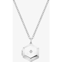Hot Diamonds Silver Diamond Set Hexagon Locket Necklace DP1100