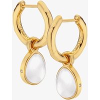 Hot Diamonds Calm 18ct Gold Plated Mother Of Pearl Diamond Hoop Dropper Earrings DE671