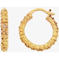 Hot Diamonds Believe 18ct Gold Plated Diamond Textured Hoop Earrings DE685