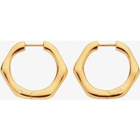 Hot Diamonds Fluid 18ct Gold Plated Diamond Hexagon Hoop Earrings DE726