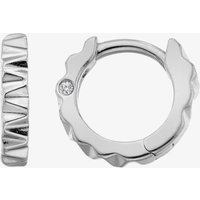 Hot Diamonds Sterling Silver Ridged Diamond Set Huggie Hoop Earrings DE870