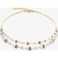 Coeur De Lion GeoCUBE Gold Plated Iconic Iridescent Crystal Bead Necklace 2810/10-1416