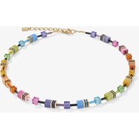 Coeur De Lion GeoCUBE Gold Plated Multicolour Rainbow Crystal Bead Necklace 2838/10-1573