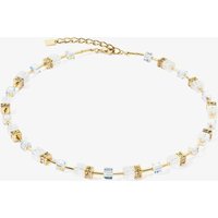Coeur De Lion GeoCUBE Gold Plated White Crystal Bead Necklace 3018/10-1416