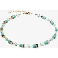Coeur De Lion GeoCUBE Iconic Mono Gold Plated Green Crystal Necklace 4020/10-0533