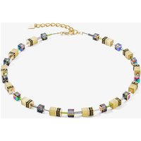Coeur De Lion GeoCUBE Iconic Gold Tone Olive Multi Stone Necklace 4020/10-0900