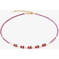 Coeur De Lion Sparkling Princess Gold and Red Multi Ston Necklace 4567/10-0300
