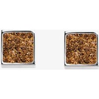 Coeur De Lion Silver Tone Brown Crystal Square Stud Earrings 0117/21-1120
