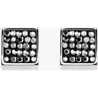 Coeur De Lion Silver Tone Anthracite Crystal Square Stud Earrings 0117/21-1223