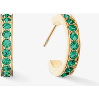 Coeur De Lion Gold Tone Stainless Steel Dark Green Crystal Hoop Earrings 0127/21-0549