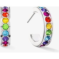 Coeur De Lion Silver Tone Multi Coloured Crystal Hoop Earrings 0131/21-1517