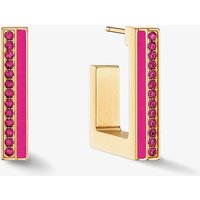 Coeur De Lion Gold Tone Pink Crystal Square Hoop Earrings 0133/21-0416