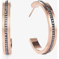 Coeur De Lion Rose Gold Tone Black Crystal Hoop Earrings 0149/21-1225