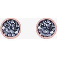Coeur De Lion Rose Gold Tone Anthracite Crystal Stud Earrings 0218/21-1223