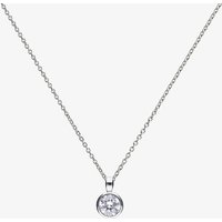 Diamonfire Silver Bezel Set 1.00ct Round Cubic Zirconia Pendant Necklace P4643