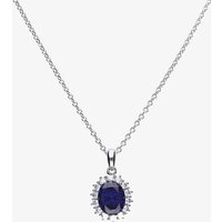 Diamonfire Silver Blue Oval Cubic Zirconia Cluster Pendant Necklace P4658