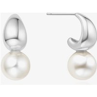 Ania Haie Vogue Maven Sterling Silver Shell Pearl Dome Hoop Earrings E062-06H