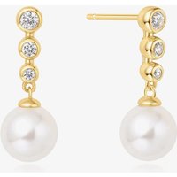 Ania Haie Miss Dainty 14ct Gold Plated Cubic Zirconia Shell Pearl Drop Earrings E065-03G