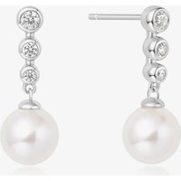 Ania Haie Miss Dainty Sterling Silver Cubic Zirconia Shell Pearl Drop Earrings E065-03H