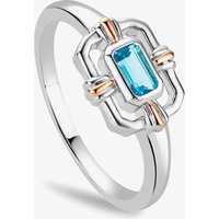 Clogau Silver and 9ct Rose Gold Enchanted Gateways Swiss Blue Topaz Ring 3SEGW0729-M