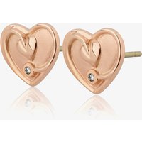 Clogau 9ct Rose Gold Tree Of Life Diamond Heart Stud Earrings TLDSE