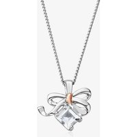 Clogau Silver 9ct Rose Gold Topaz Christmas Bow Necklace 3SCGS0714