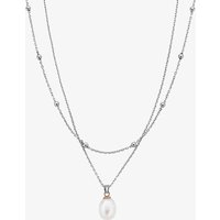 Clogau Ladies Sterling Silver Beachcomber Layered Single Pearl Necklace 3SBCH829