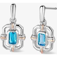 Clogau Silver and 9ct Rose Gold Enchanted Gateways Swiss Blue Topaz Dropper Earrings 3SEGW0731