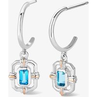 Clogau Silver and 9ct Rose Gold Enchanted Gateways Swiss Blue Topaz Hoop Earrings 3SEGW0730