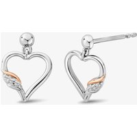 Clogau Past Present Future Silver White Topaz Heart Stud Earrings 3SPPF0800