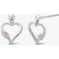 Clogau Past Present Future Silver White Topaz Heart Stud Earrings 3SPPF0800