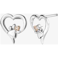 Clogau Ladies Sterling Silver Paw Print Heart Topaz Stud Earrings 3SPMH854
