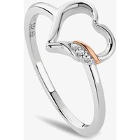 Clogau Past Present Future Silver White Topaz Heart Ring 3SPPF0801-N