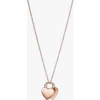 Fossil Duo Heart Rose Gold Tone Stainless Steel Necklace JF03205791