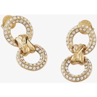 Guess Knot You Gold Plated Crystal Double Hoop Knot Drop Stud Earrings JUBE04061JW YG