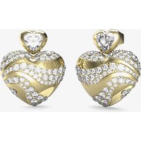 Guess In My Heart Gold Tone Crystal Heart Stud Dropper Earrings UBE04499YG