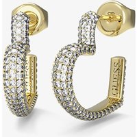 Guess Beloved Gold Tone Crystal Heart Huggie Hoop Earrings UBE05017YG