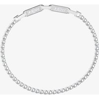 Guess Eternity Silver Tone Crystal Tennis Logo Clasp Bracelet UMB03237ST