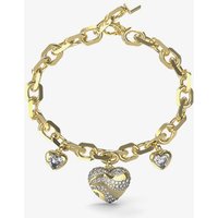 Guess In My Heart Gold Tone Crystal Charm Link Chain Bracelet UBB04500YGL